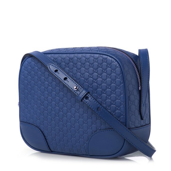 Gorgeous Gucci Microguccima Leather Messenger Bag in Blue Leather - Picture 2 of 3